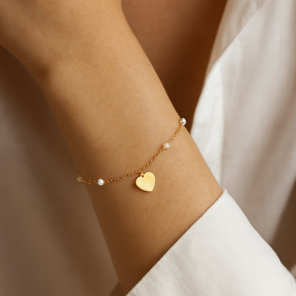 PULSERA CORAZON CON PERLAS LIZ