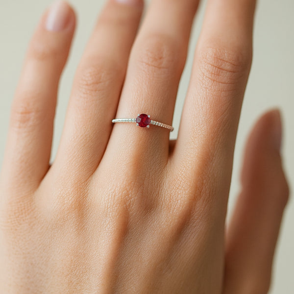ANILLO RUBI CON CIRCONITAS GLORIANA