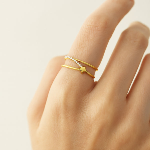 ANILLO DOBLE ESTRELLA CON CIRCONITAS EMILIANA