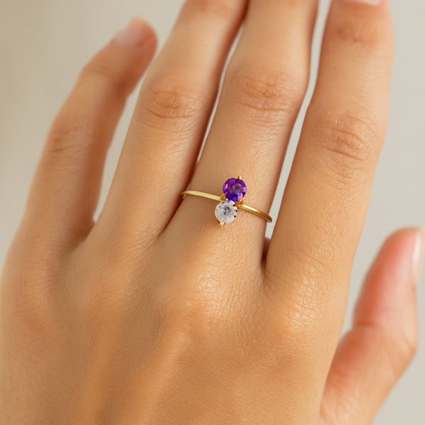 ANILLO TOPACIO AZUL Y AMATISTA MARGARETA