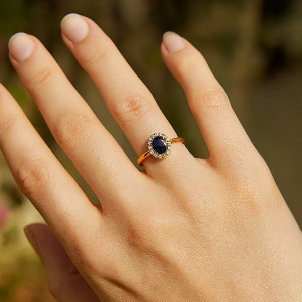 ANILLO ZAFIRO Y DIAMANTES AYELEN