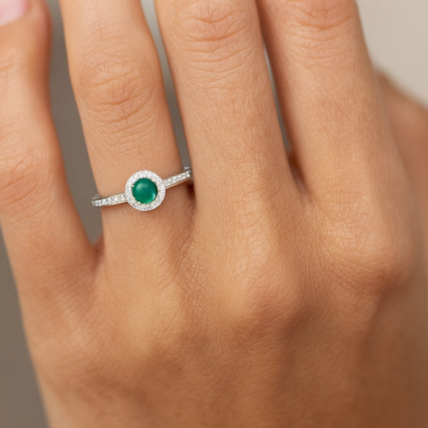ANILLO CIRCONITA VERDE Y CIRCONITAS BLANCAS BRITTANI