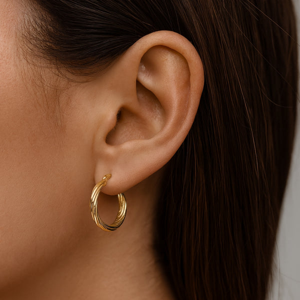 PENDIENTES AROS ESTRIADOS BRILLO 21MM