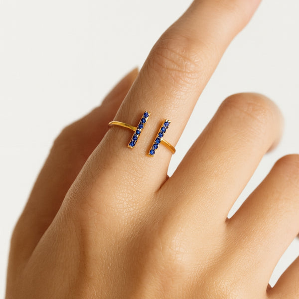 ANILLO ABIERTO BARRAS CON CIRCONITAS YAFFA