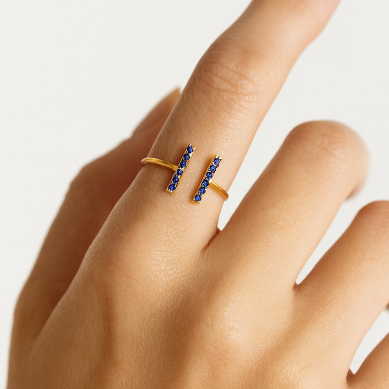 ANILLO ABIERTO BARRAS CON CIRCONITAS YAFFA