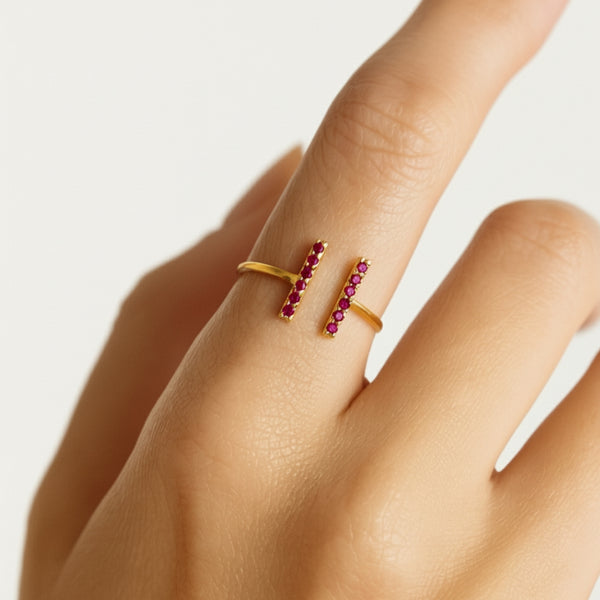 ANILLO ABIERTO BARRAS CON CIRCONITAS YAFFA