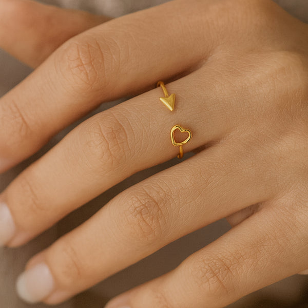 ANILLO ABIERTO CORAZON Y FLECHA LIVIA