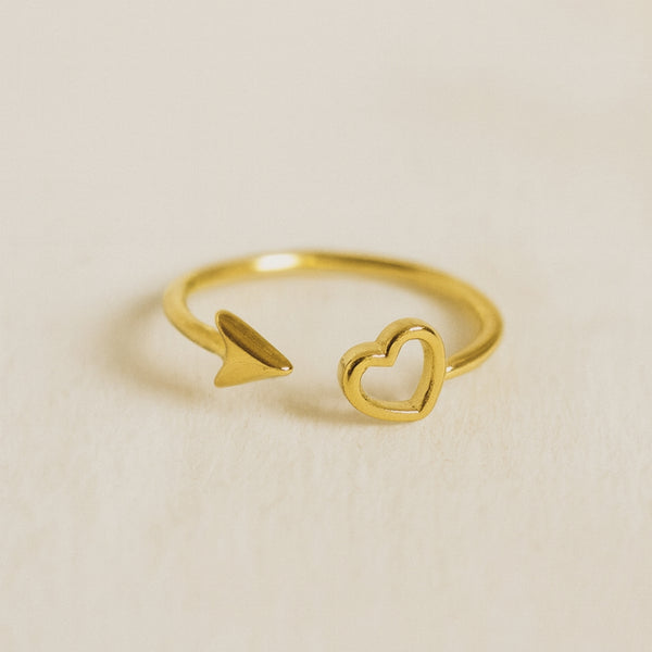 ANILLO ABIERTO CORAZON Y FLECHA LIVIA