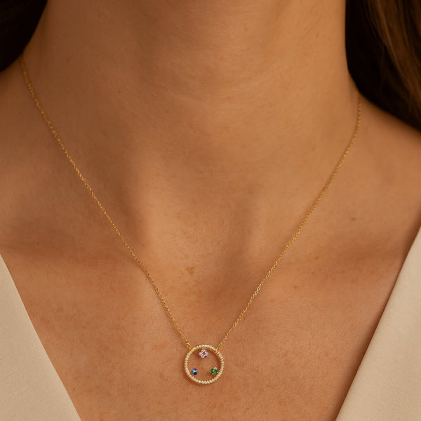 COLGANTE CIRCULO ZAFIROS FANTASIA CON DIAMANTES MADDY