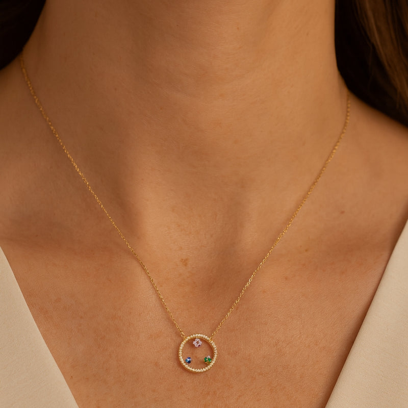 COLGANTE CIRCULO ZAFIROS FANTASIA CON DIAMANTES MADDY