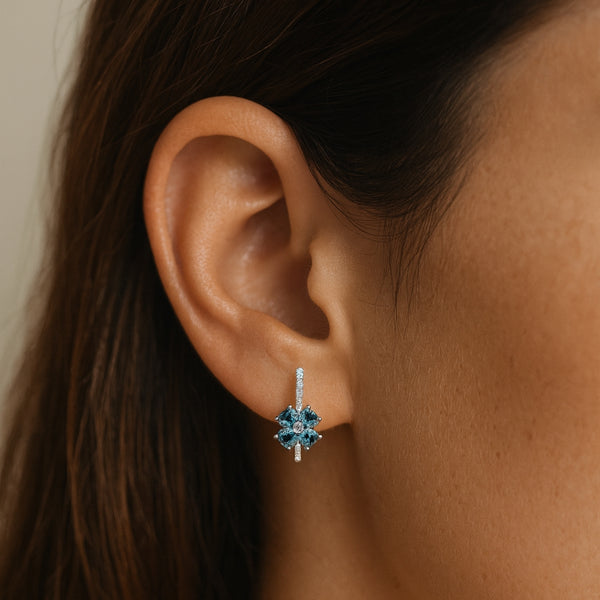 PENDIENTES TOPACIOS LONDON BLUE Y DIAMANTES YAMILA