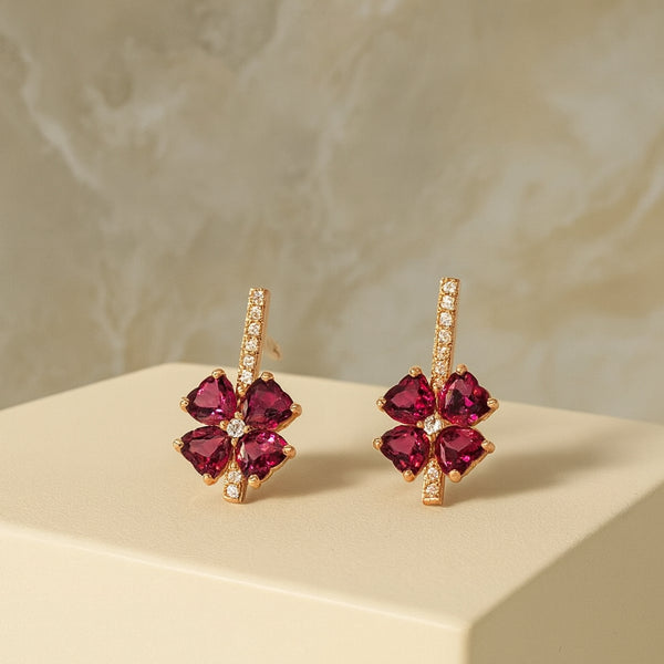 PENDIENTES RODOLITAS Y DIAMANTES YAMILA