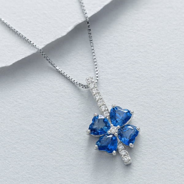 COLGANTE TOPACIOS LONDON BLUE Y DIAMANTES YAMILA