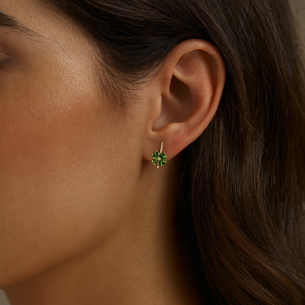 PENDIENTES DIOPSIDOS Y DIAMANTES YAMILA