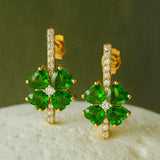 PENDIENTES DIOPSIDOS Y DIAMANTES YAMILA