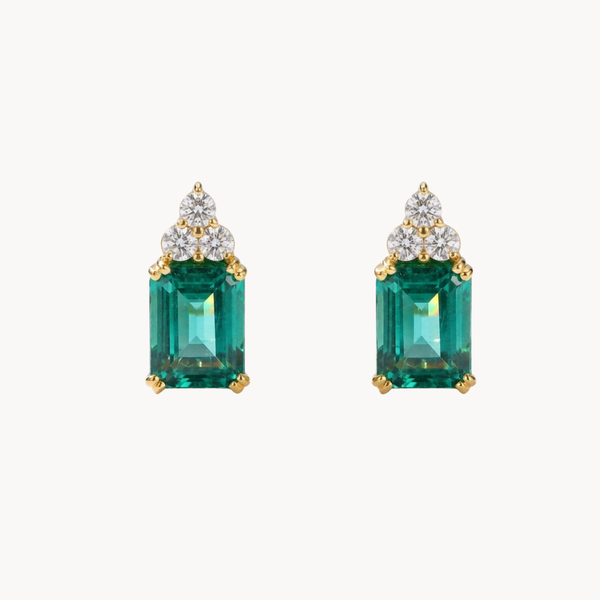 PENDIENTES TRIO DE DIAMANTES CON CUARZO AZUL
