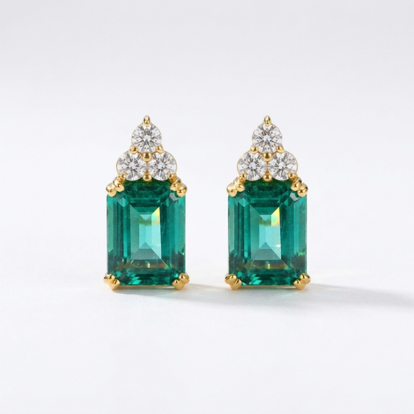 PENDIENTES TRIO DE DIAMANTES CON CUARZO AZUL