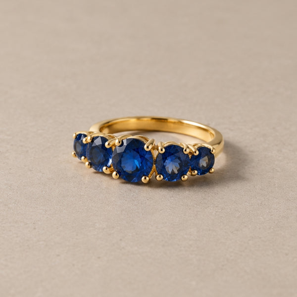 ANILLO CINCO ZAFIROS EN DEGRADADO