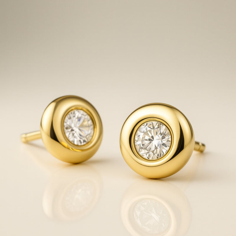 PENDIENTES CHATON DIAMANTE CREADO COLECCION ASTRA
