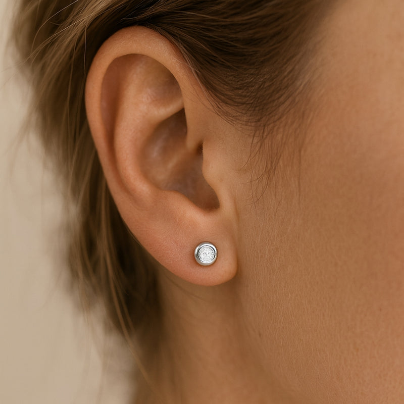 PENDIENTES CHATON DIAMANTE CREADO COLECCION ASTRA
