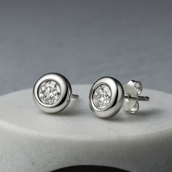 PENDIENTES CHATON DIAMANTE CREADO COLECCION ASTRA