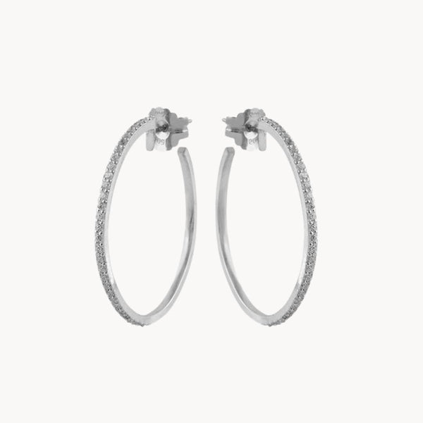 Aros Oro blanco 18kt carril con diamantes Idalia