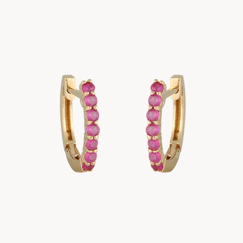 Aros Oro 18kt carril con rubies Adriana