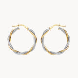 Aros Oro bicolor 18kt dobles liso y diamantado Farah