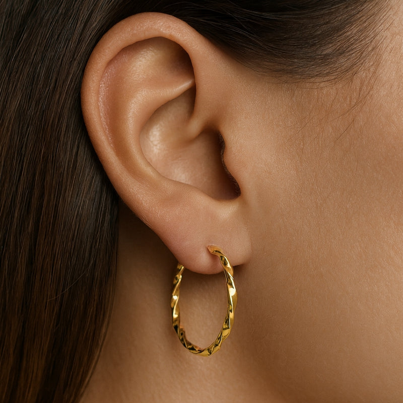 PENDIENTES AROS FORMA GALLONADA 20MM