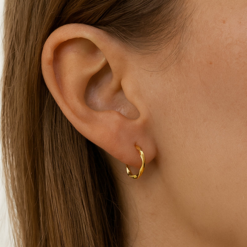PENDIENTES AROS FORMA TRENZADA EFECTO RETORCIDO 14MM