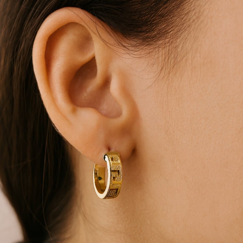 PENDIENTES AROS GRECA 14MM