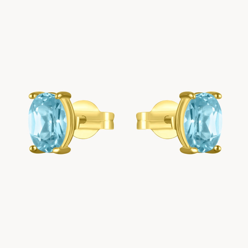 Pendientes Oro 18kt con topavio azul oval Lois
