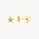 Pendientes Oro 18kt con estrella y diamantes Gabriele