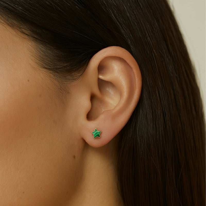 PENDIENTES ESTRELLA CON MALAQUITA
