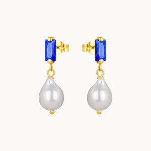 PENDIENTES PERLA Y CIRCONITA AZUL MARIT