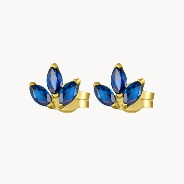 Pendientes de Oro 18kt pétalos con zafiros Famara