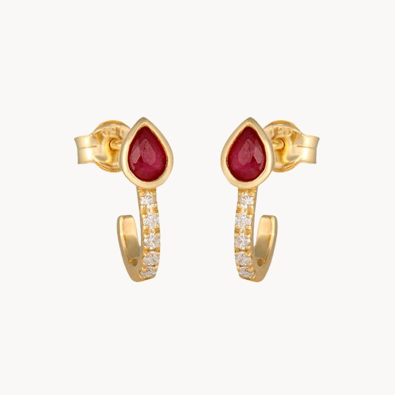 Pendientes Oro 18kt rubi y diamantes Serena