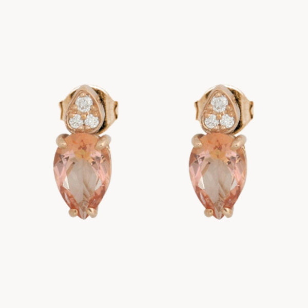 Pendientes Oro rosa 18kt topacio peach y diamantes Angy