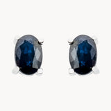 Pendientes Oro blanco 18kt zafiro oval Ivy