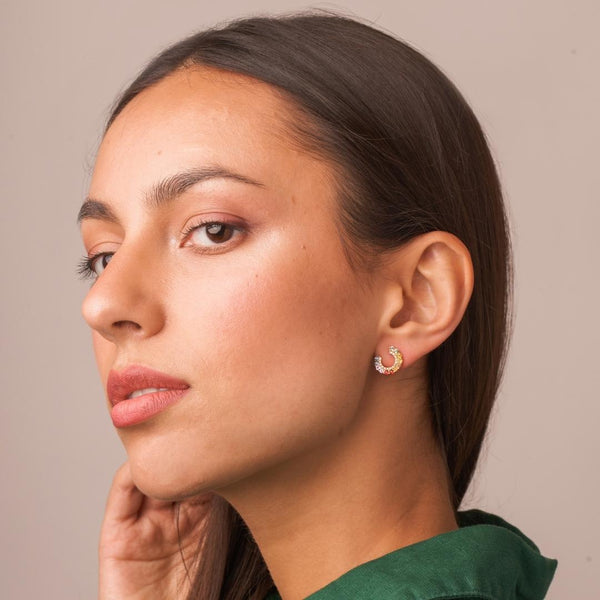 Pendientes de Oro 18kt zafiros fantasia y diamantes Lilly
