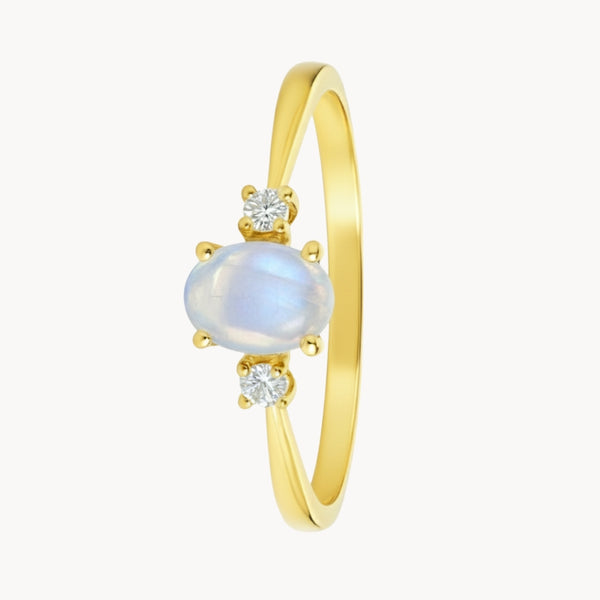 ANILLO PIEDRA LUNA Y DIAMANTES PIEDRA DE CUMPLEAÑOS JUNIO