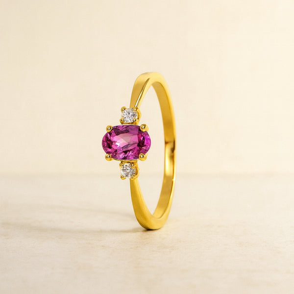 ANILLO TOPACIO ROSA Y DIAMANTES PIEDRA DE CUMPLEAÑOS OCTUBRE