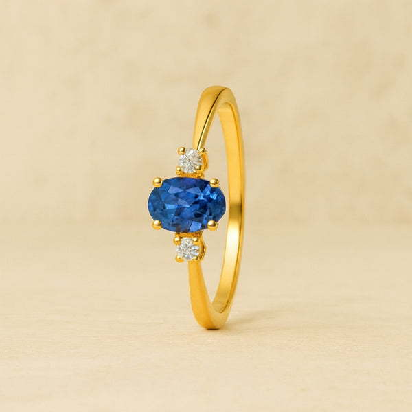 ANILLO ZAFIRO Y DIAMANTES PIEDRA DE CUMPLEAÑOS SEPTIEMBRE