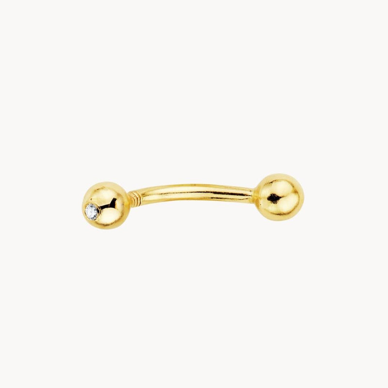 Eyebrow piercing 18kt gold ball with zirconia Kaira – MIMÍKOKÓ