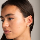 Piercing/pendiente oreja Oro 18kt circulo con circonitas cadena earcuff para helix Kamila