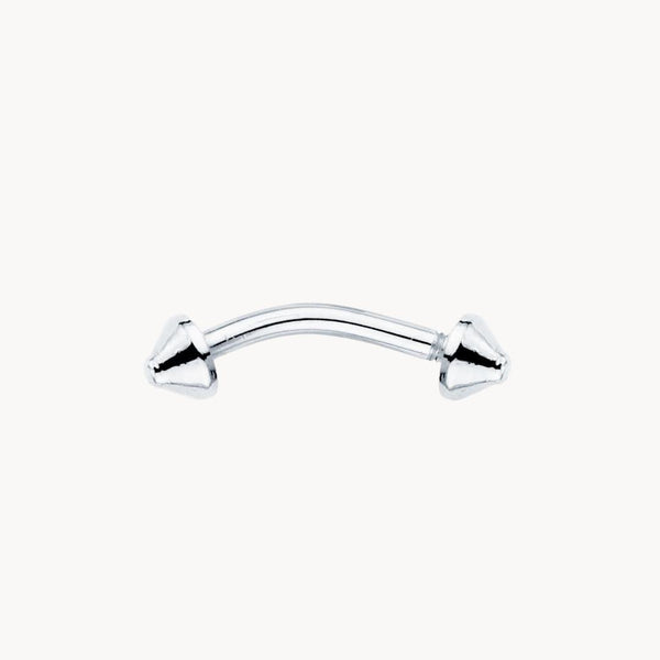Piercing ceja Oro blanco 18kt con pinchos punta redonda Cristel