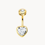 Piercing ombligo Oro 18kt corazon con circonita Helina