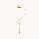 Piercing/pendiente oreja Oro 18kt cruz y cadena earcuff para helix Olena