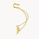 Piercing/pendiente oreja Oro 18kt estrellas con circonitas y cadena earcuff para helix Reka