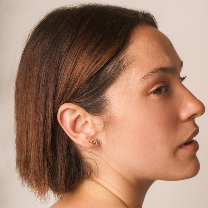 Piercing oreja de Oro 18kt telaraña con circonitas Galatea